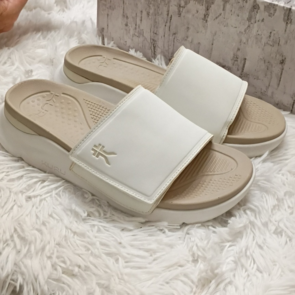 KURU Moment Cream Arch supportive premium recovery slide Sandals Arch Support - Picture 9 of 16